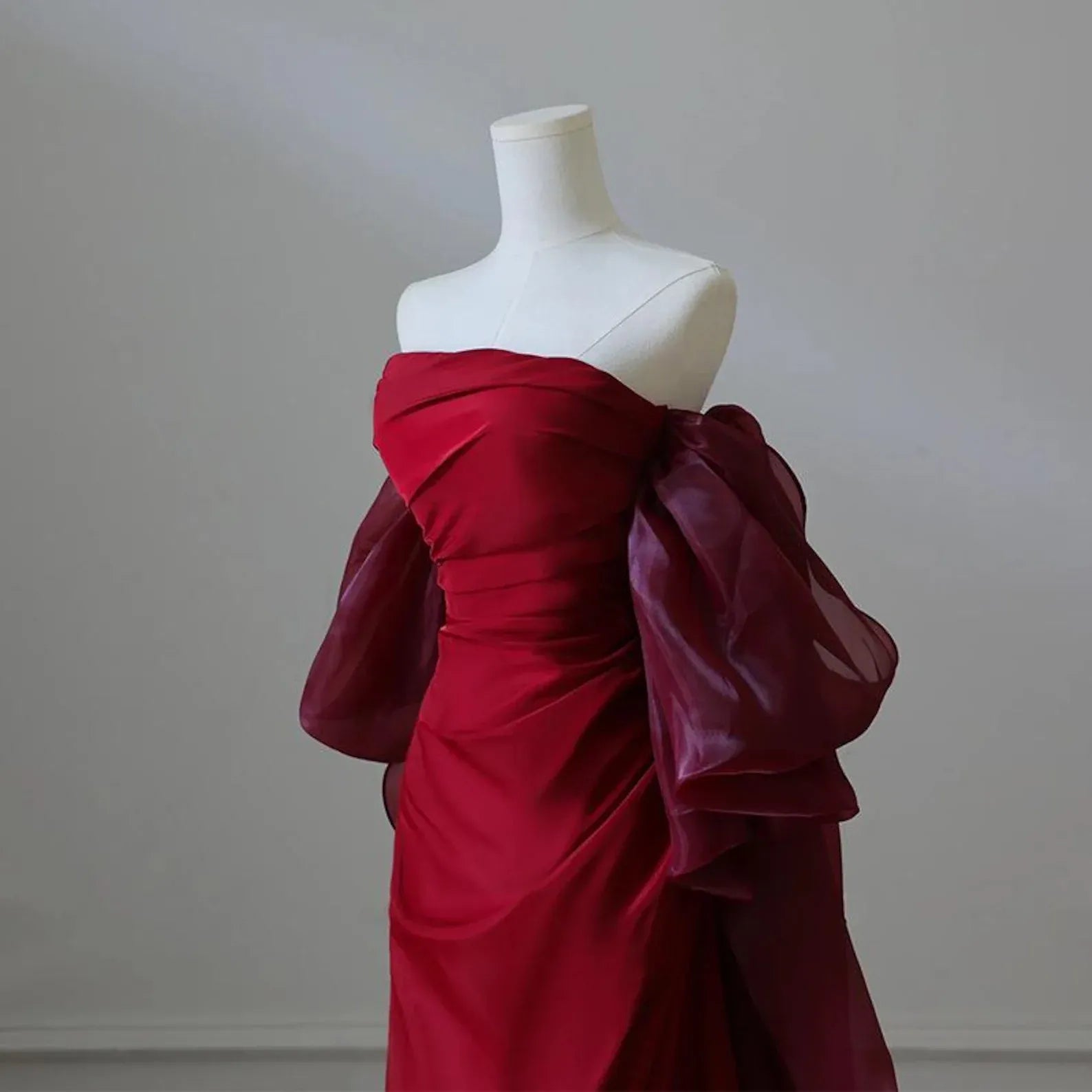 Burgundy Mermaid Off-The-Shoulder Up Back Maxi Prom Dress