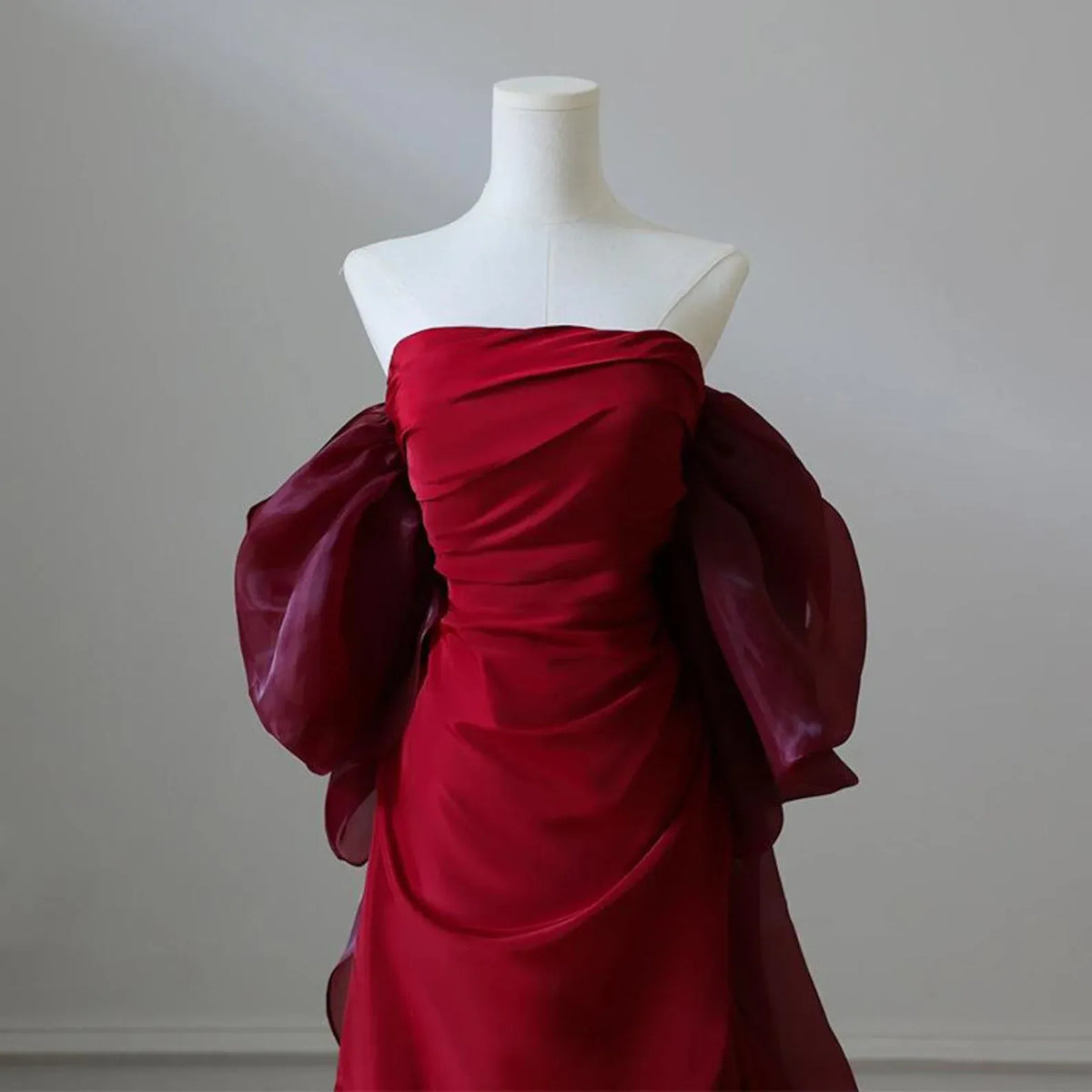 Burgundy Mermaid Off-The-Shoulder Up Back Maxi Prom Dress