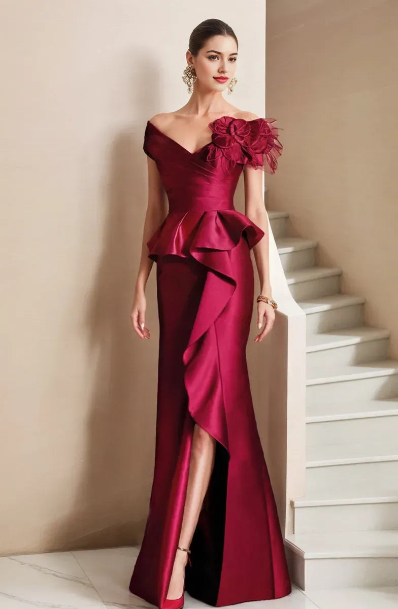 Mermaid Off-the-Shoulder Mother of the Bride Dresses with High Split
