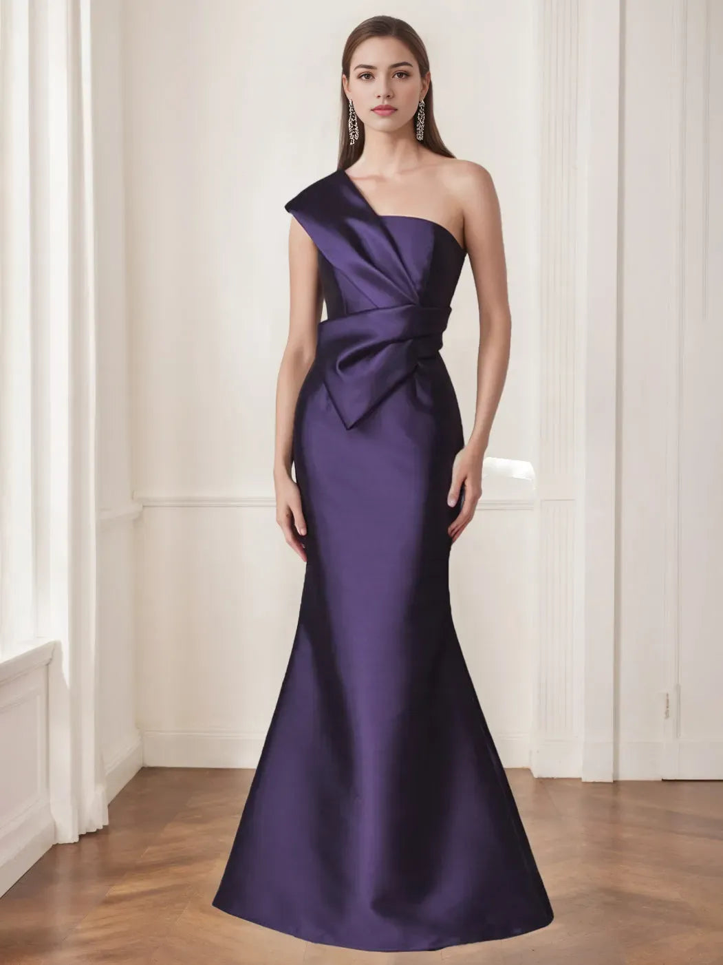 Mermaid One-Shoulder Sleeveless Floor-Length Mother of the Bride Dresses