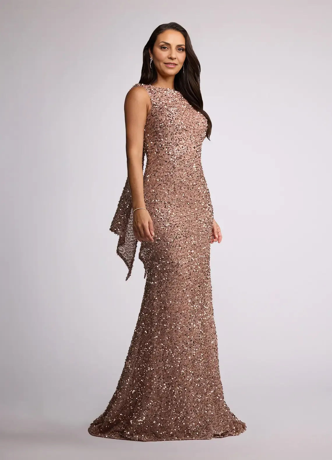 Beautiful Elegant Sequins Mermaid Scoop Neck Sleeveless Mother of the Bride Dress
