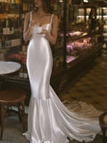 Mermaid Spaghetti Straps Wedding Dress With Beading