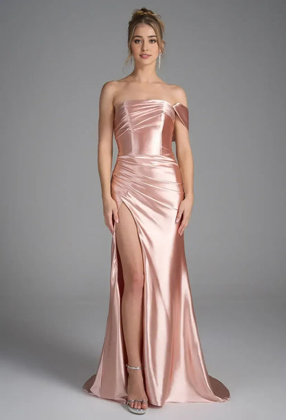 Timeless Special Occasion Sophisticated Graceful Elegant Satin Mermaid Strapless Sleeveless Prom Dress