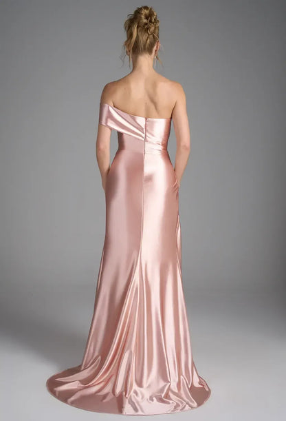 Timeless Special Occasion Sophisticated Graceful Elegant Satin Mermaid Strapless Sleeveless Prom Dress