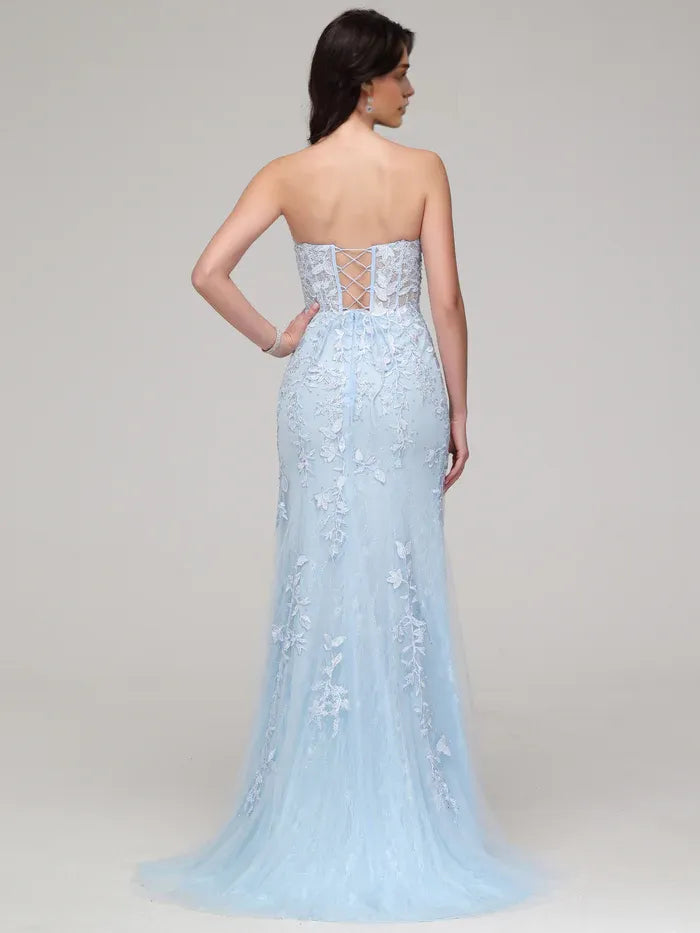 Mermaid Sweetheart Appliques Prom Dress with Slit