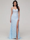 Mermaid Sweetheart Appliques Prom Dress with Slit