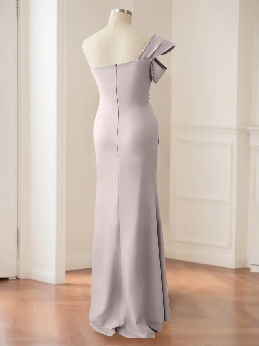 Mermaid/Trumpet One-Shoulder Floor-Length Mother of the Bride Dresses with Split Side