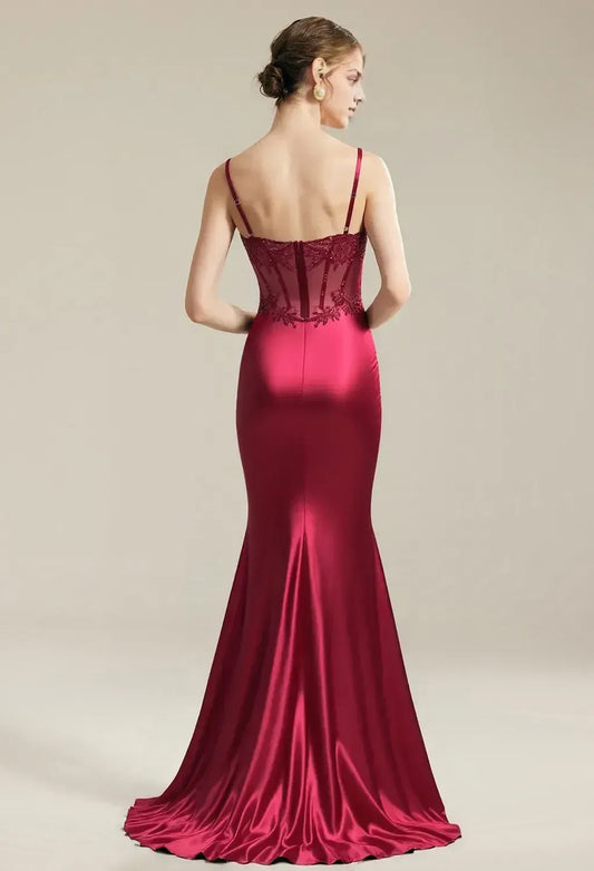 Refined Beautiful Timeless Special Occasion Elegant Satin Mermaid Sleeveless Floor-Length Prom Dress