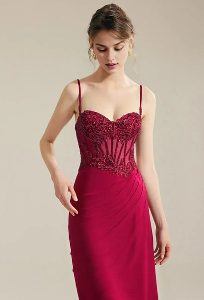 Refined Beautiful Timeless Special Occasion Elegant Satin Mermaid Sleeveless Floor-Length Prom Dress