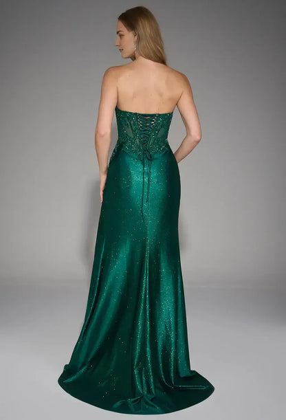 Sophisticated Graceful Stylish Refined Beautiful Elegant Sequin Mermaid Strapless Sleeveless Prom Dress