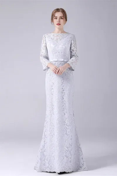 Mermaid V-neck Floor Length Long sleeves mother's dress