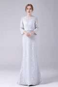 Mermaid V-neck Floor Length Long sleeves mother's dress