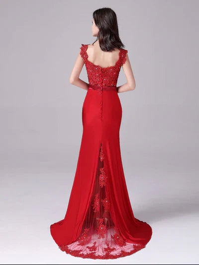 Mermaid V-neck Floor Length Sleeveless Backless mother's dress