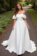Sophisticated Graceful Stylish Refined Elegant White Satin A-Line Sleeveless Mini Wedding Dress
