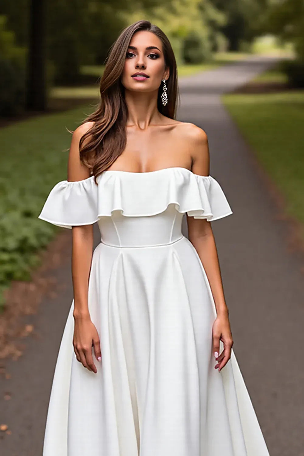 Sophisticated Graceful Stylish Refined Elegant White Satin A-Line Sleeveless Mini Wedding Dress