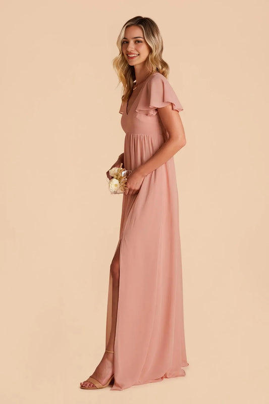 Elegant Red Slit A-Line V-Neck Classic-Sleeve Classic-Back Mini-Length Prom Dress