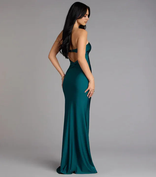 Minimalist Cutout Strapless Square Mermaid Formal Prom Dresses
