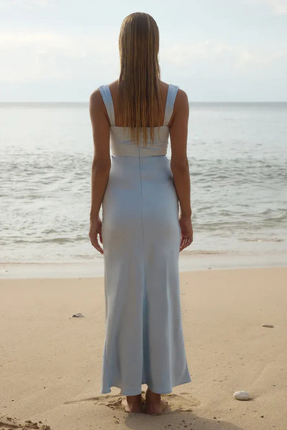 Graceful Stylish Refined Elegant Sage Green Satin Cowl Sleeveless Mini Prom Dress