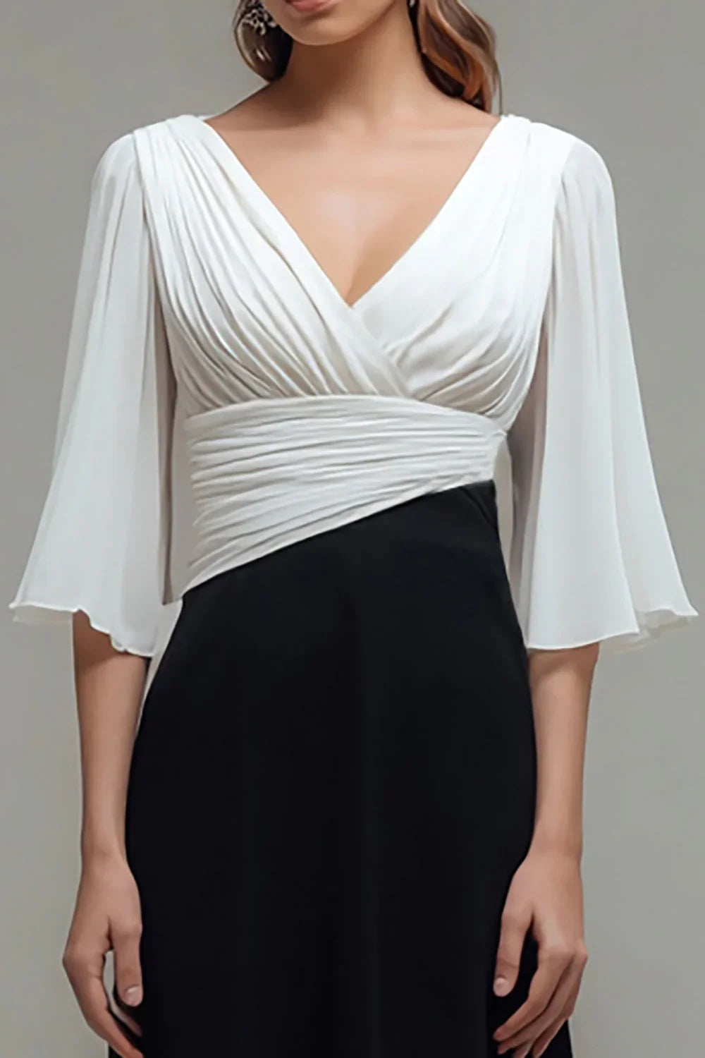 Special Occasion Sophisticated Graceful Stylish Elegant Black Chiffon V-Neck Floor-Length Prom Dress