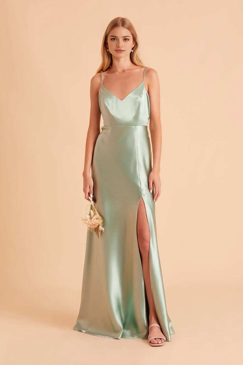 Green Mint Deep V Neck Prom Dress Side Slit Tropical Resort Inspired Silhouette for Dreamy Formal Getaways