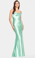 Green Mint Evening Dresses with Cowl Neckline Ruched Side and Mermaid Silhouette for Formal Occasions