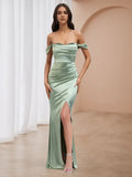 Green Mint Prom Dress Off - Shoulder Ruched Bodice Woodland Fairy Charm for Garden Dances