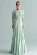 Mint Sheath Mother of the Bride Dress with Long Sleeves