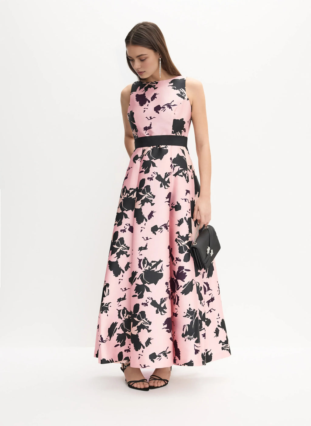 Beautiful Timeless Elegant Black Satin A-Line High Neck Sleeveless Floor-Length Prom Dress