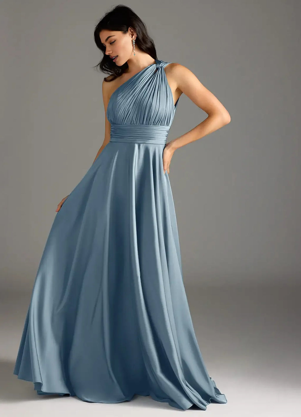 Beautiful Timeless Chic Elegant Navy Blue Chiffon A-Line Sleeveless Floor-Length Evening Dress