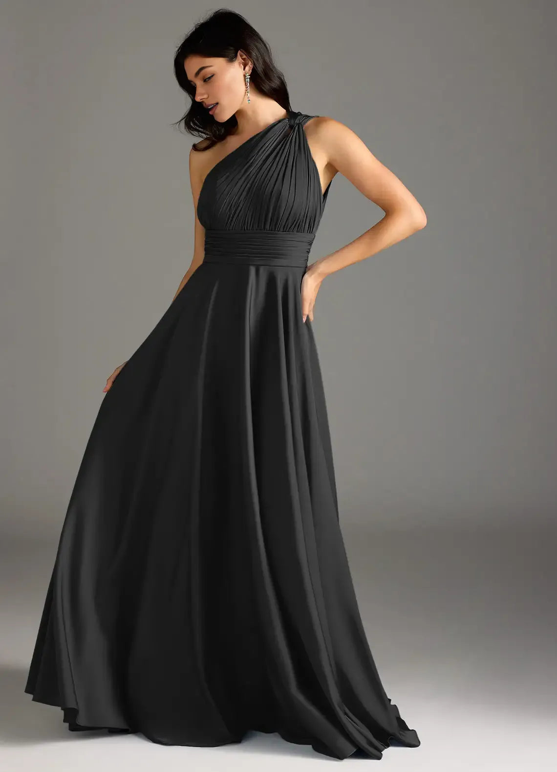 Beautiful Timeless Chic Elegant Navy Blue Chiffon A-Line Sleeveless Floor-Length Evening Dress