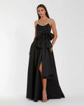 Graceful Stylish Refined Beautiful Elegant Black Satin A-Line Sleeveless Floor-Length Prom Dress