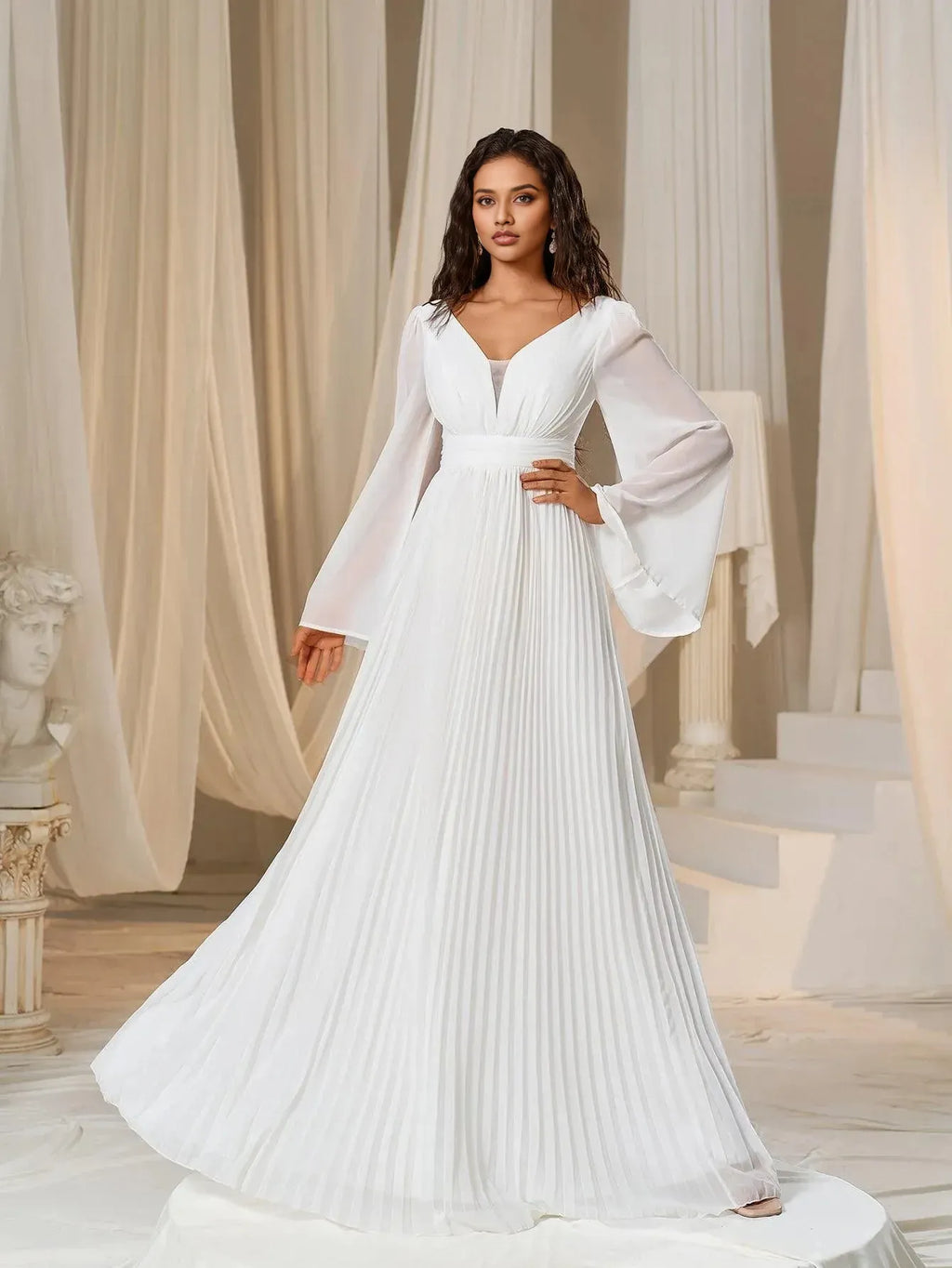 Graceful Stylish Refined Beautiful Timeless Elegant Red Chiffon A-Line Floor-Length Prom Dress