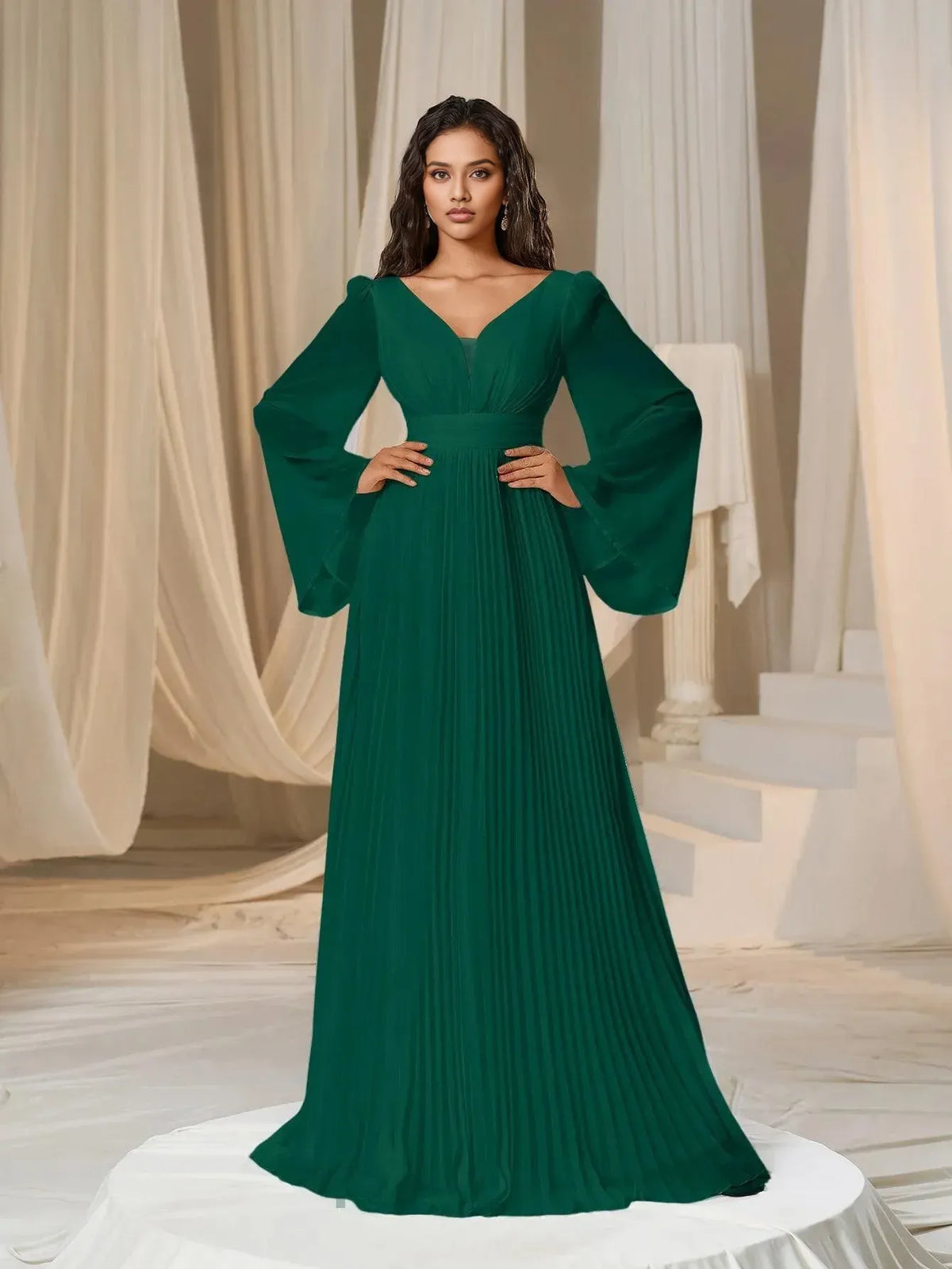Graceful Stylish Refined Beautiful Timeless Elegant Red Chiffon A-Line Floor-Length Prom Dress