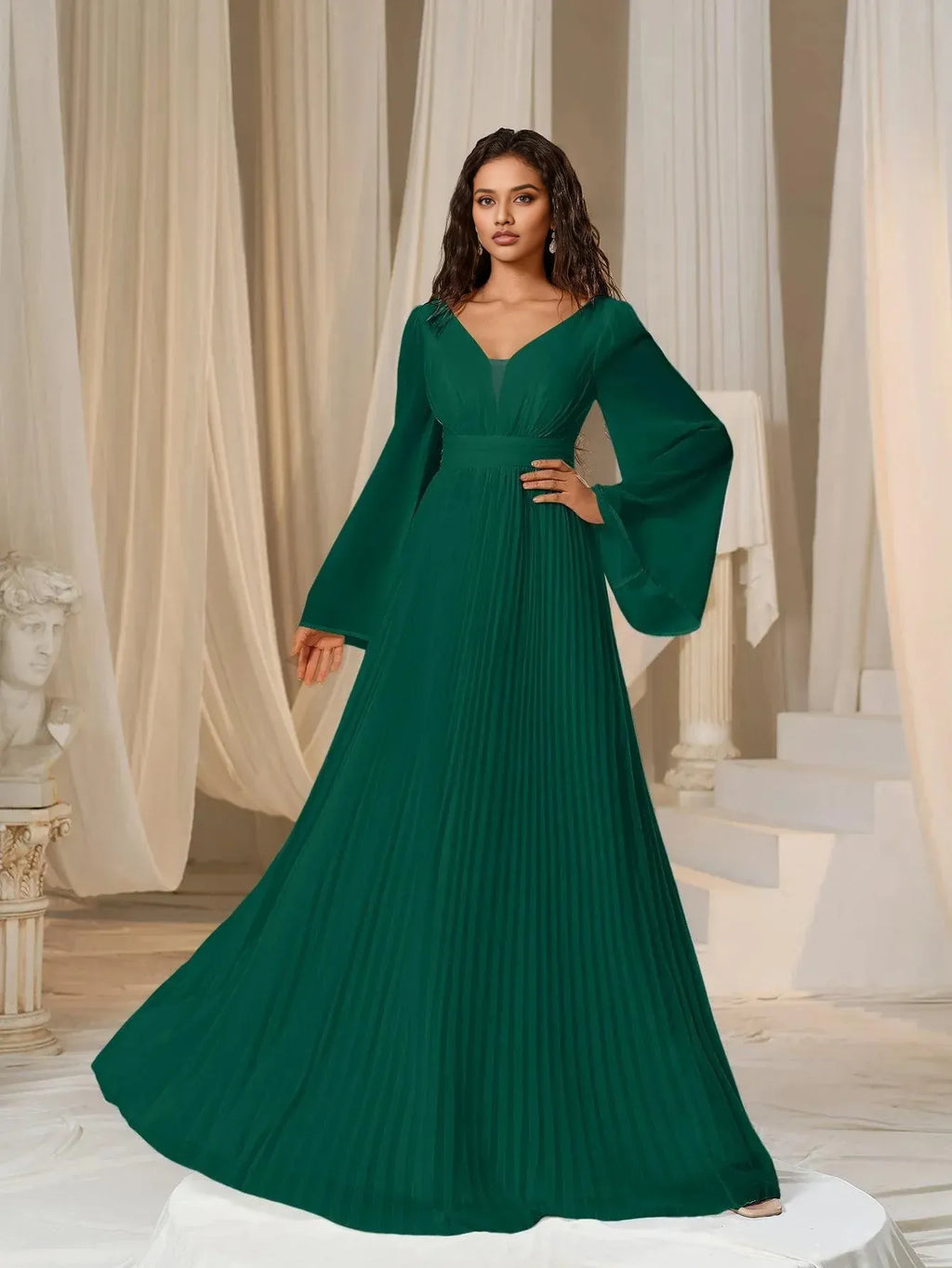 Graceful Stylish Refined Beautiful Timeless Elegant Red Chiffon A-Line Floor-Length Prom Dress