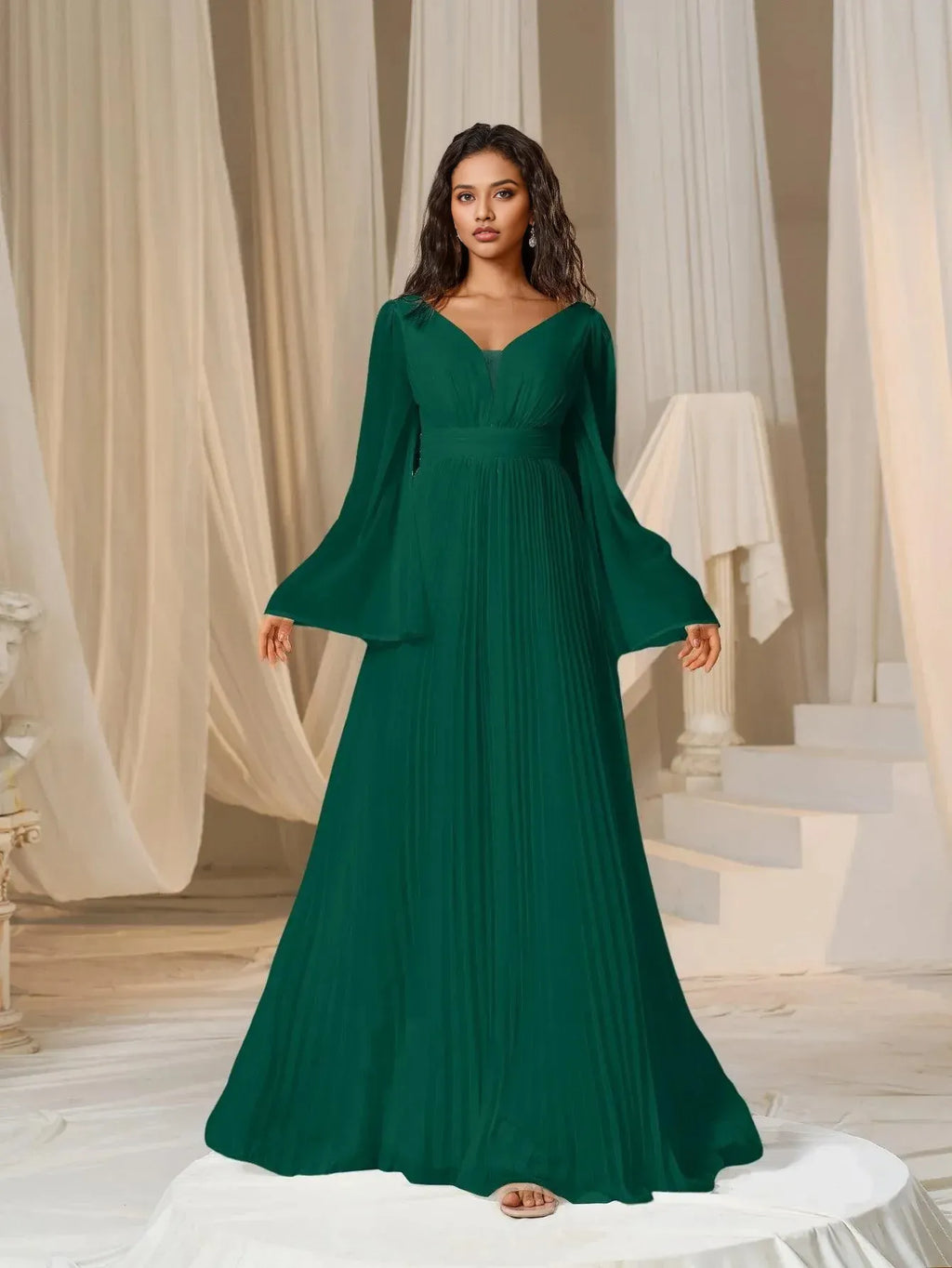 Graceful Stylish Refined Beautiful Timeless Elegant Red Chiffon A-Line Floor-Length Prom Dress
