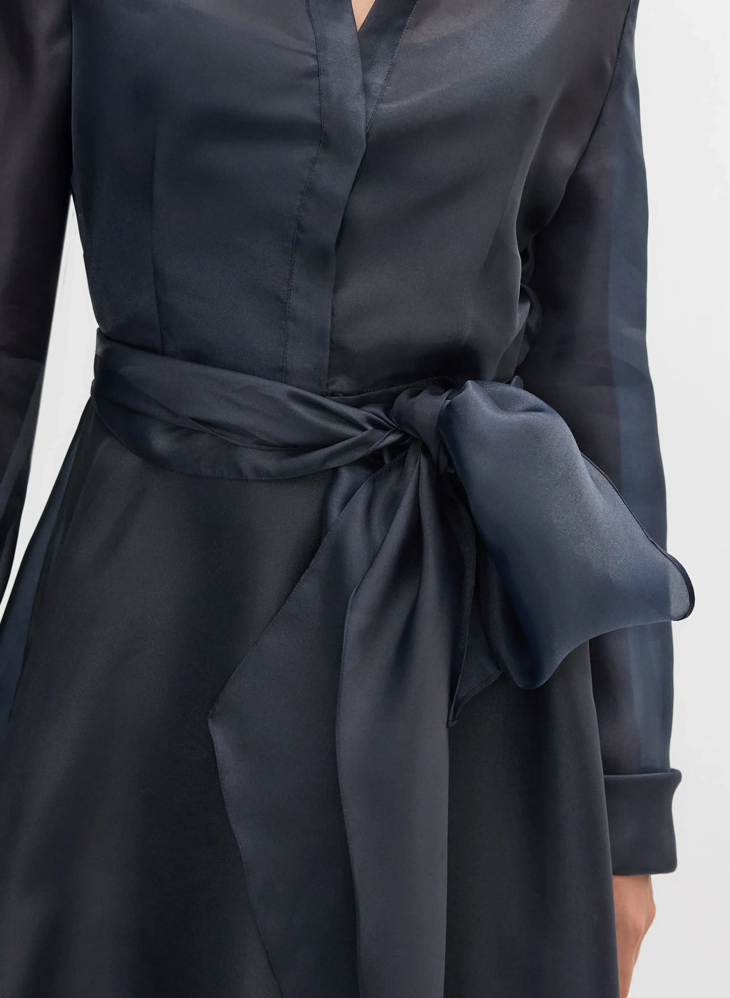 Beautiful Timeless Chic Elegant Navy Blue A-Line Long Sleeve Floor-Length Prom Dress
