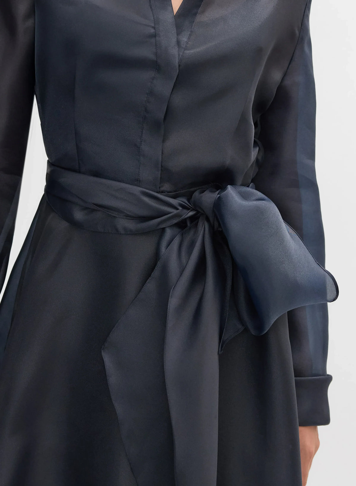 Beautiful Timeless Chic Elegant Navy Blue A-Line Long Sleeve Floor-Length Prom Dress