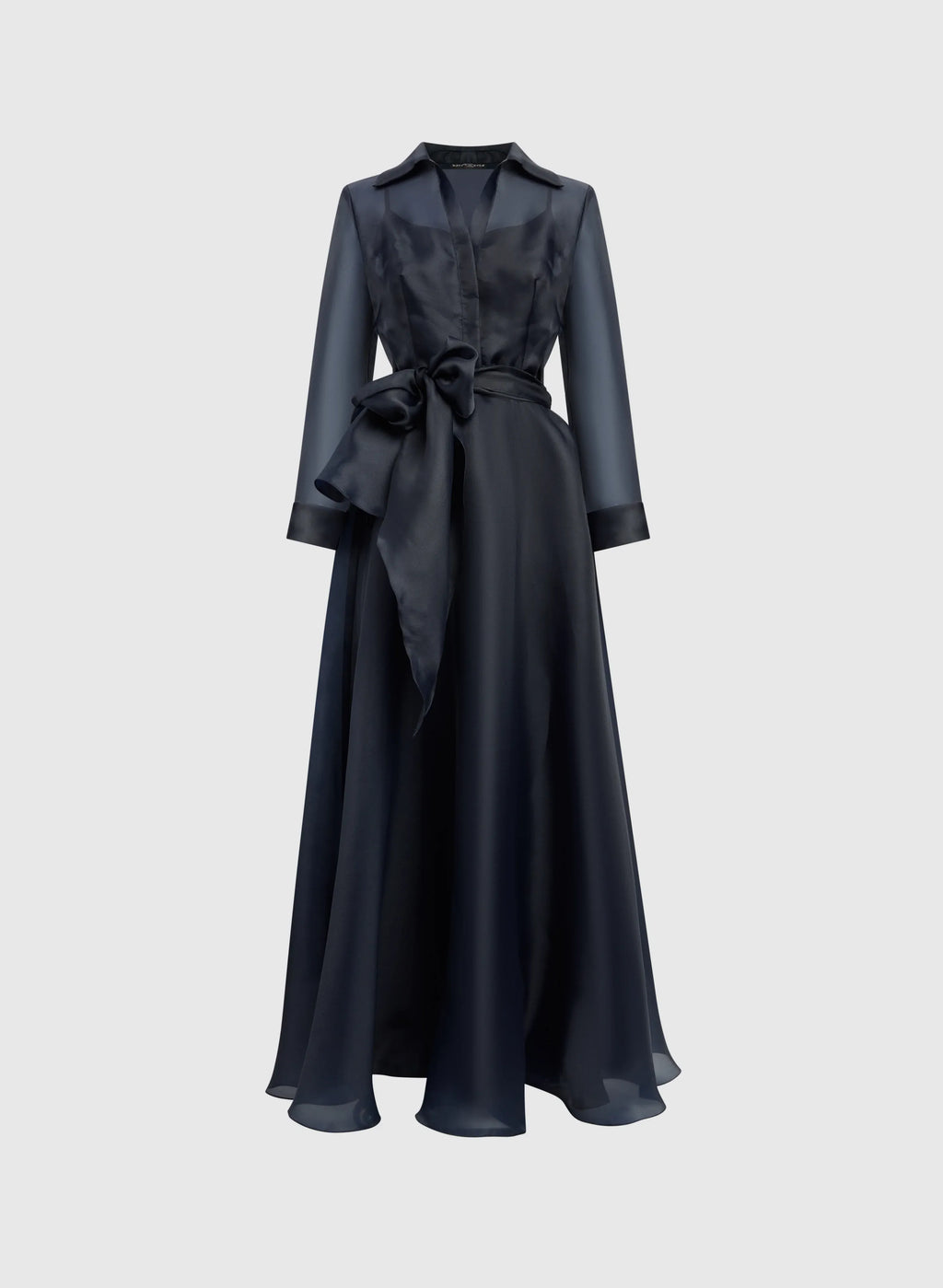 Beautiful Timeless Chic Elegant Navy Blue A-Line Long Sleeve Floor-Length Prom Dress