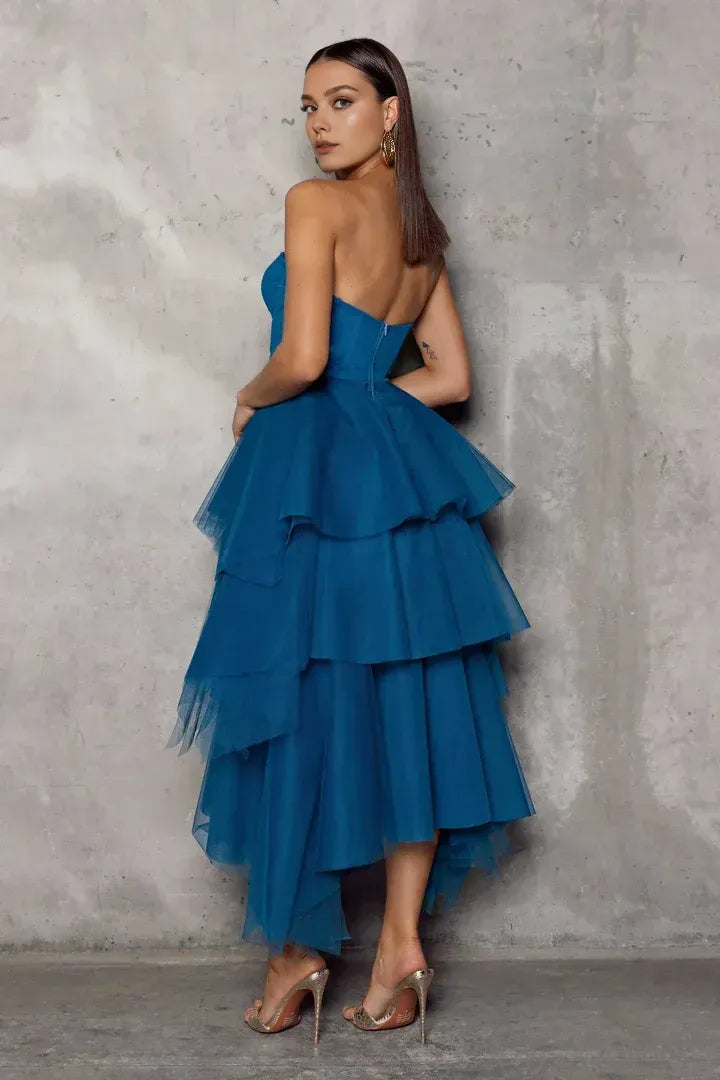 Stylish Refined Beautiful Elegant Red Tulle A-Line Sweetheart Sleeveless Tea-Length Prom Dress
