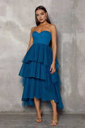 Stylish Refined Beautiful Elegant Red Tulle A-Line Sweetheart Sleeveless Tea-Length Prom Dress