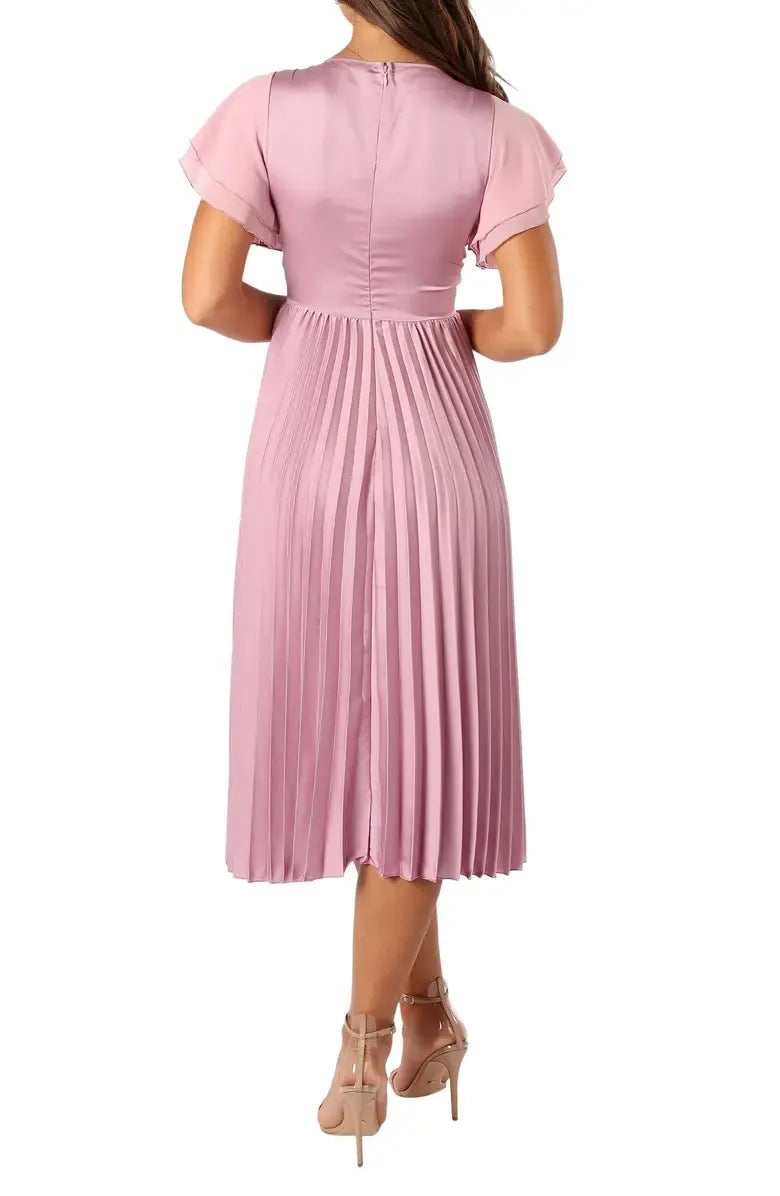 Sophisticated Graceful Stylish Refined Elegant Blush Pink Satin A-Line Floor-Length Prom Dress
