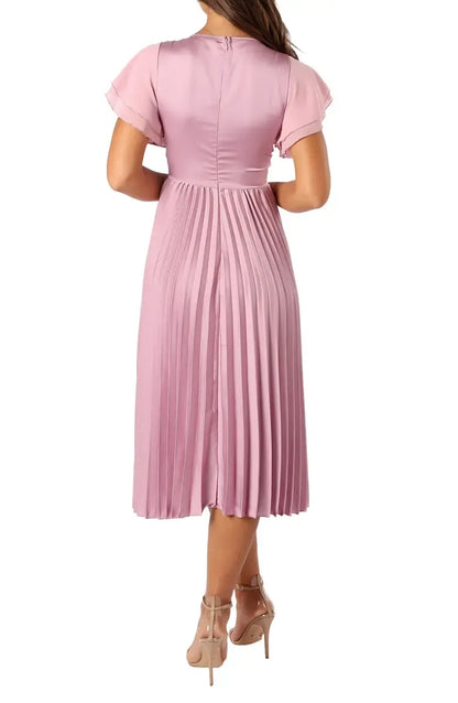 Sophisticated Graceful Stylish Refined Elegant Blush Pink Satin A-Line Floor-Length Prom Dress