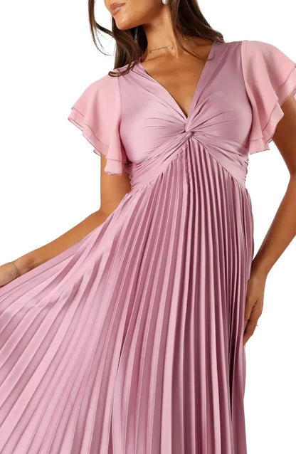 Sophisticated Graceful Stylish Refined Elegant Blush Pink Satin A-Line Floor-Length Prom Dress