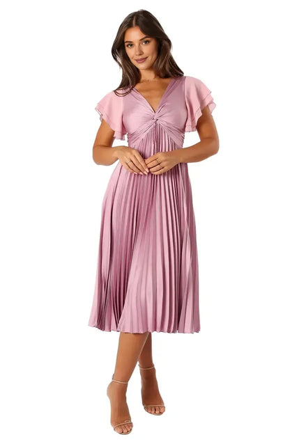 Sophisticated Graceful Stylish Refined Elegant Blush Pink Satin A-Line Floor-Length Prom Dress