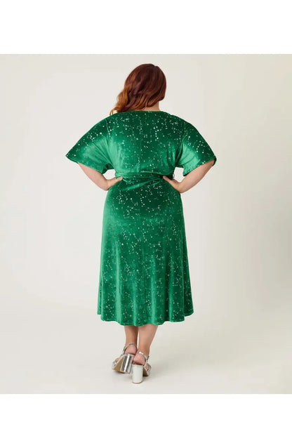 Refined Beautiful Elegant Emerald Green Velvet A-Line Short Sleeve Short Prom Dress