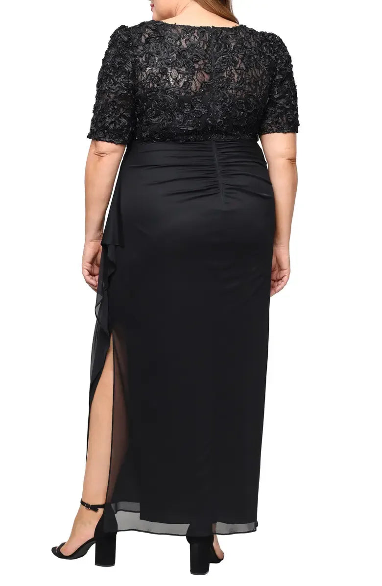 Elegant Black Chiffon A-Line Short Sleeve Short Mother of the Bride Dress