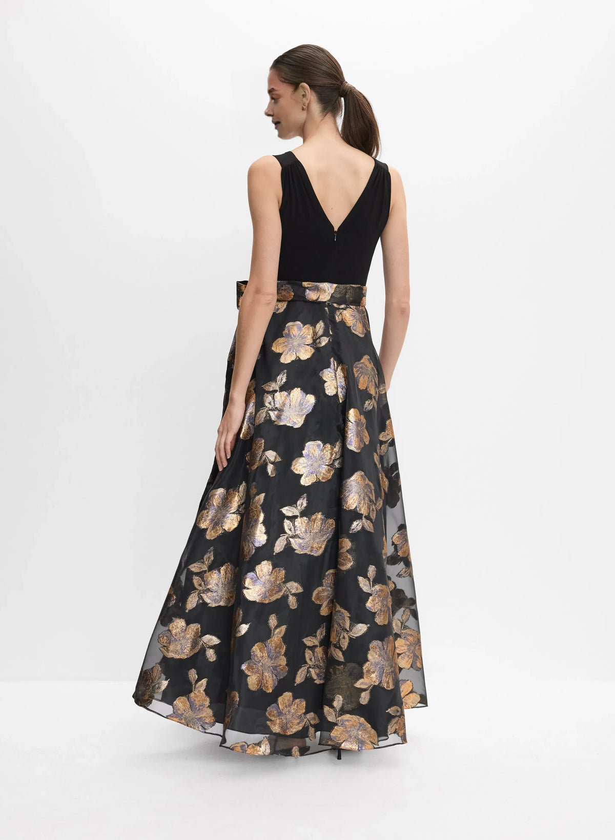 Special Occasion Sophisticated Graceful Stylish Refined Elegant Gold A-Line Sleeveless Floor-Length Prom Dress
