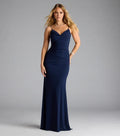 Chic Mermaid Cowl Spaghetti Straps Tie Back Long Evening Dress