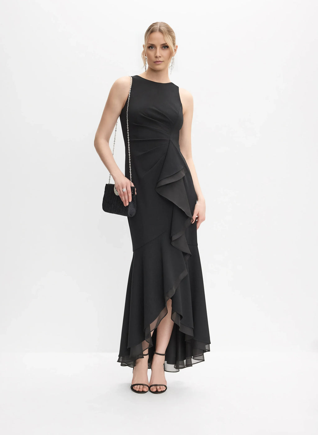 Special Occasion Sophisticated Graceful Stylish Elegant Black Chiffon Sleeveless Floor-Length Prom Dress
