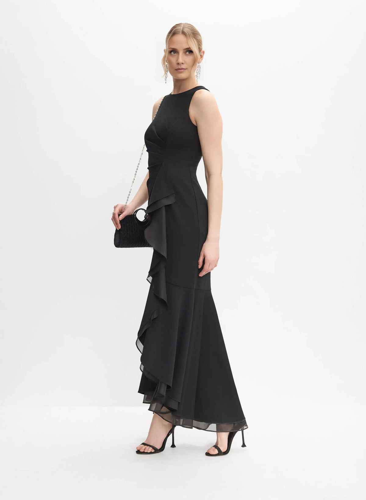 Special Occasion Sophisticated Graceful Stylish Elegant Black Chiffon Sleeveless Floor-Length Prom Dress